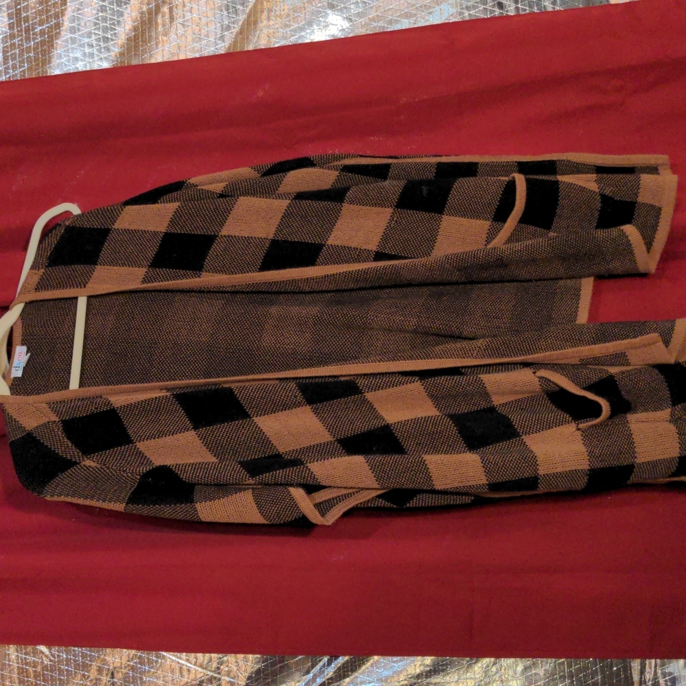 Brown and Black Plaid Cape/Cardigan